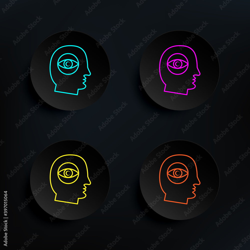 Poster cognitive psychology dark badge color set icon. simple thin line, outline vector of web icons for ui