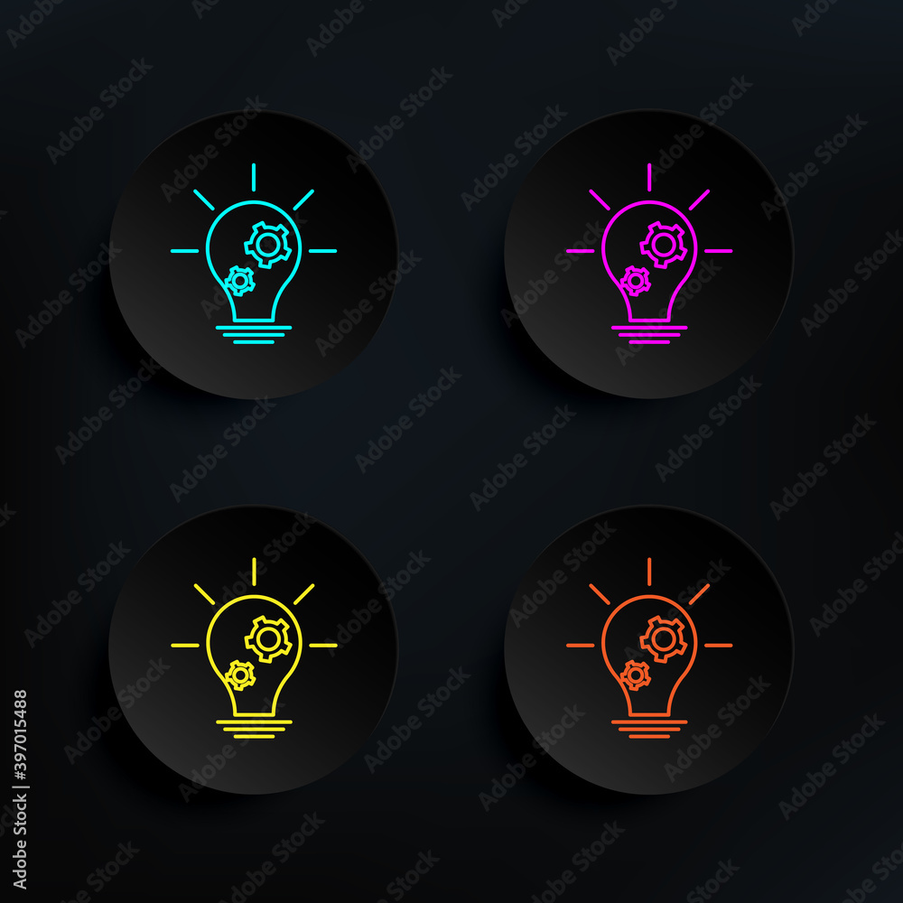 Poster idea concept dark badge color set icon. simple thin line, outline vector of web icons for ui and ux,