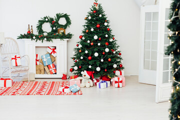 Fototapeta na wymiar beautiful Christmas Christmas tree interior with gifts new year decor December