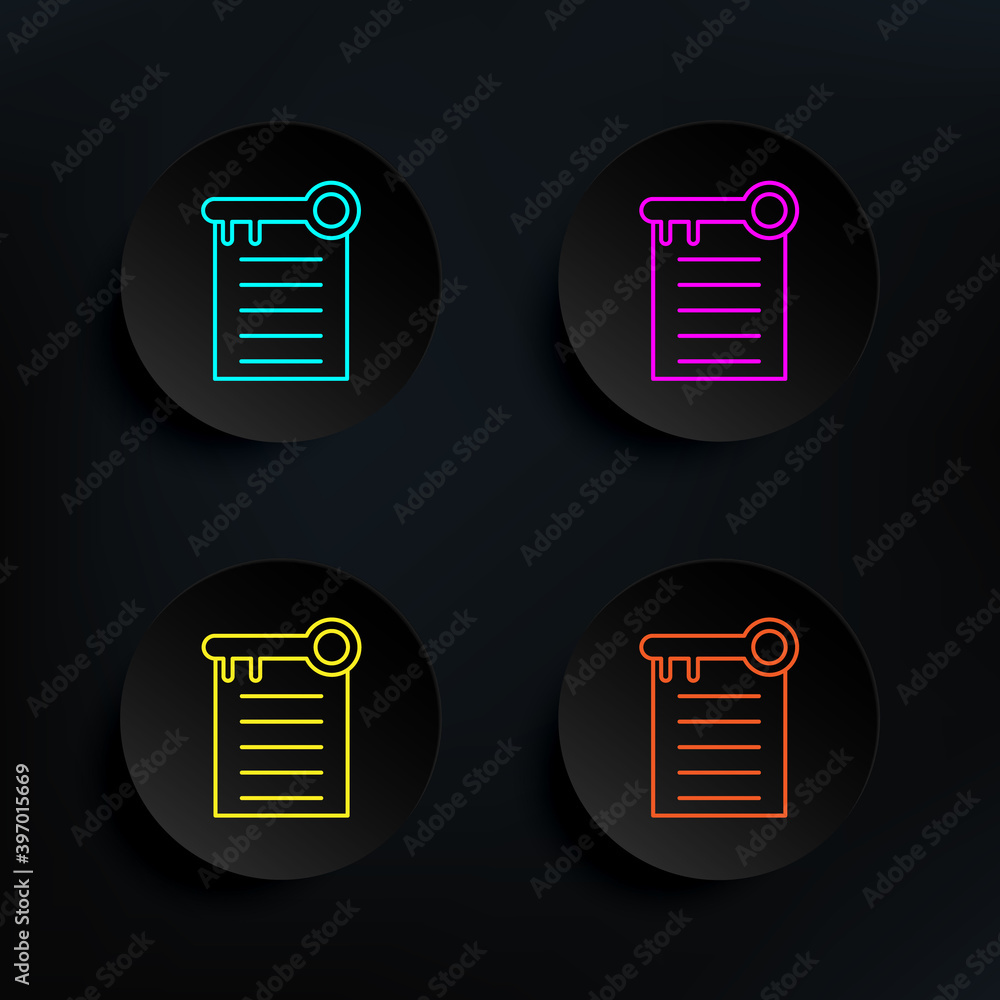 Poster keywords dark badge color set icon. simple thin line, outline vector of web icons for ui and ux, web