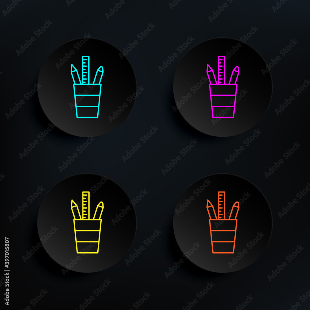 Poster office tools dark badge color set icon. simple thin line, outline vector of web icons for ui and ux,
