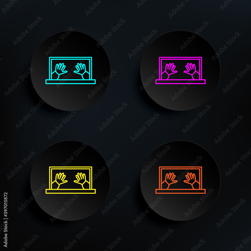 Poster ondark badge color set icon. simple thin line, outline vector of web icons for ui and ux, website or