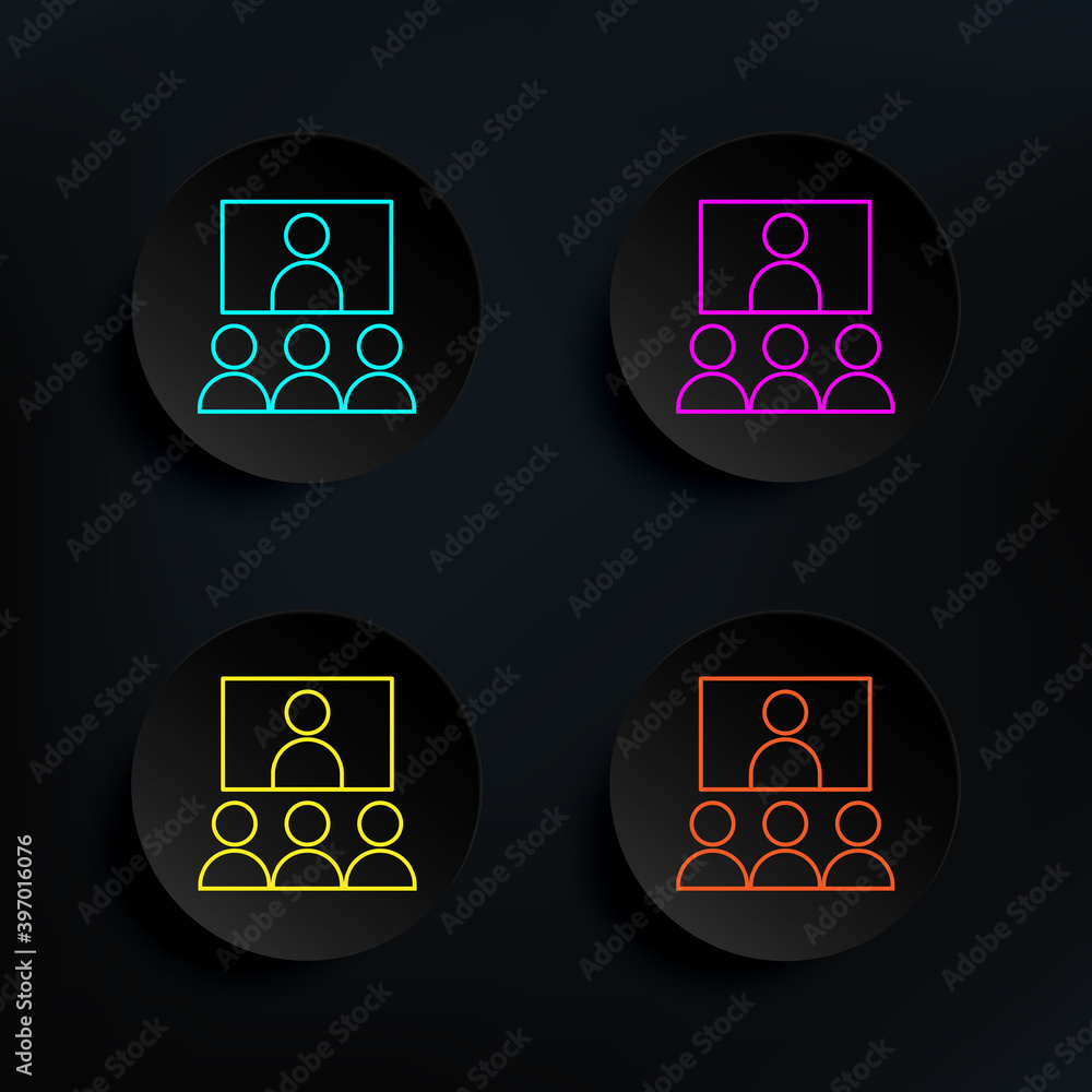 Poster rater training dark badge color set icon. simple thin line, outline vector of web icons for ui and u