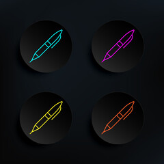 Pen dark badge color set icon. Simple thin line, outline vector of web icons for ui and ux, website or mobile application