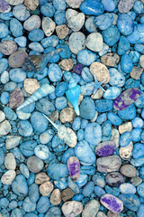 Pop Art Style Aqua Blue Colored Pebble Stones with  Many of Tiny Seashells
