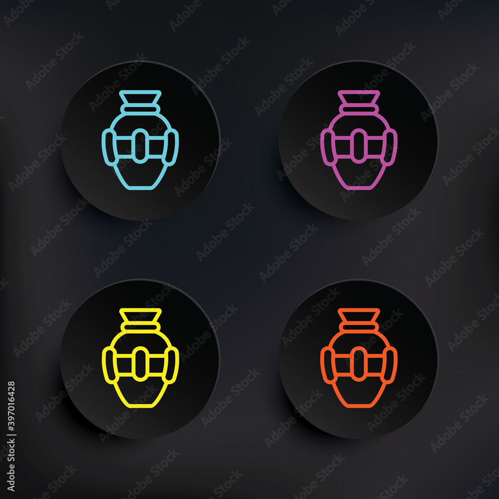 Poster vase dark badge color set icon. simple thin line, outline vector of mythology icons for ui and ux, w