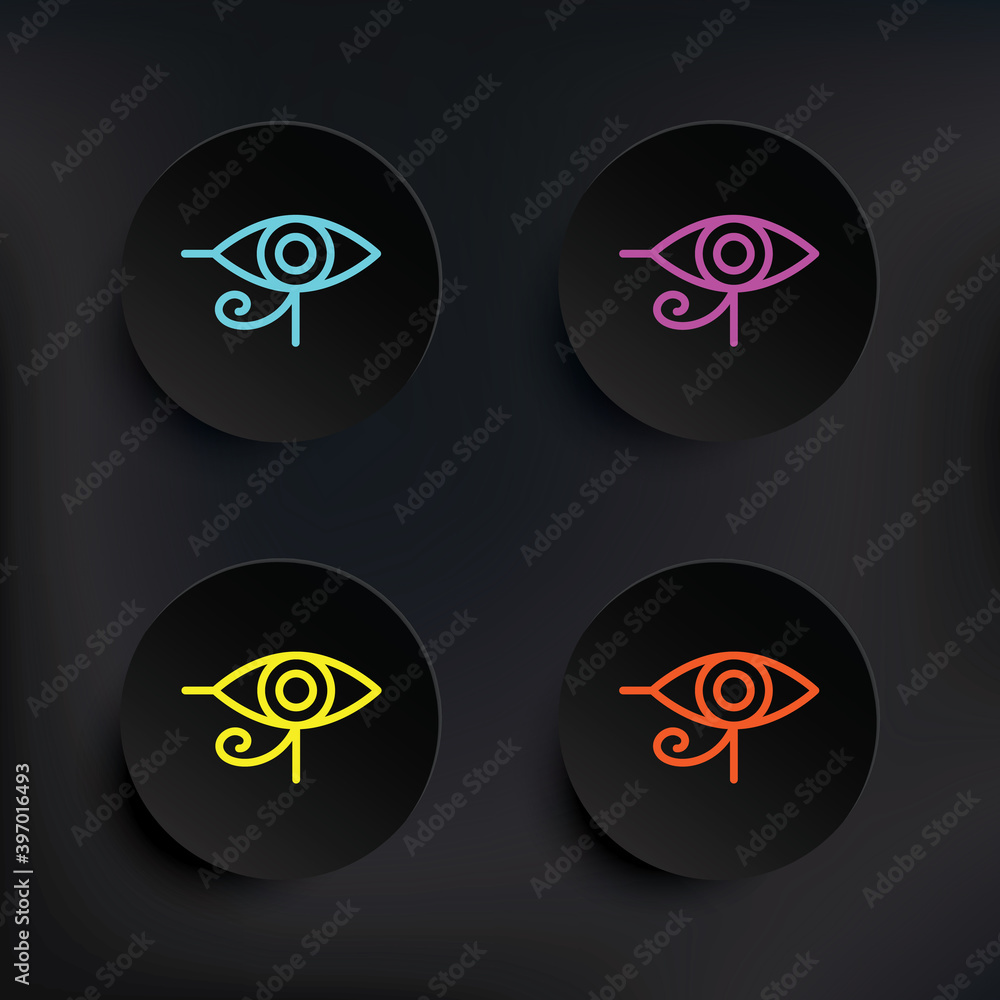 Poster eye, dark badge color set icon. simple thin line, outline vector of mythology icons for ui and ux, w