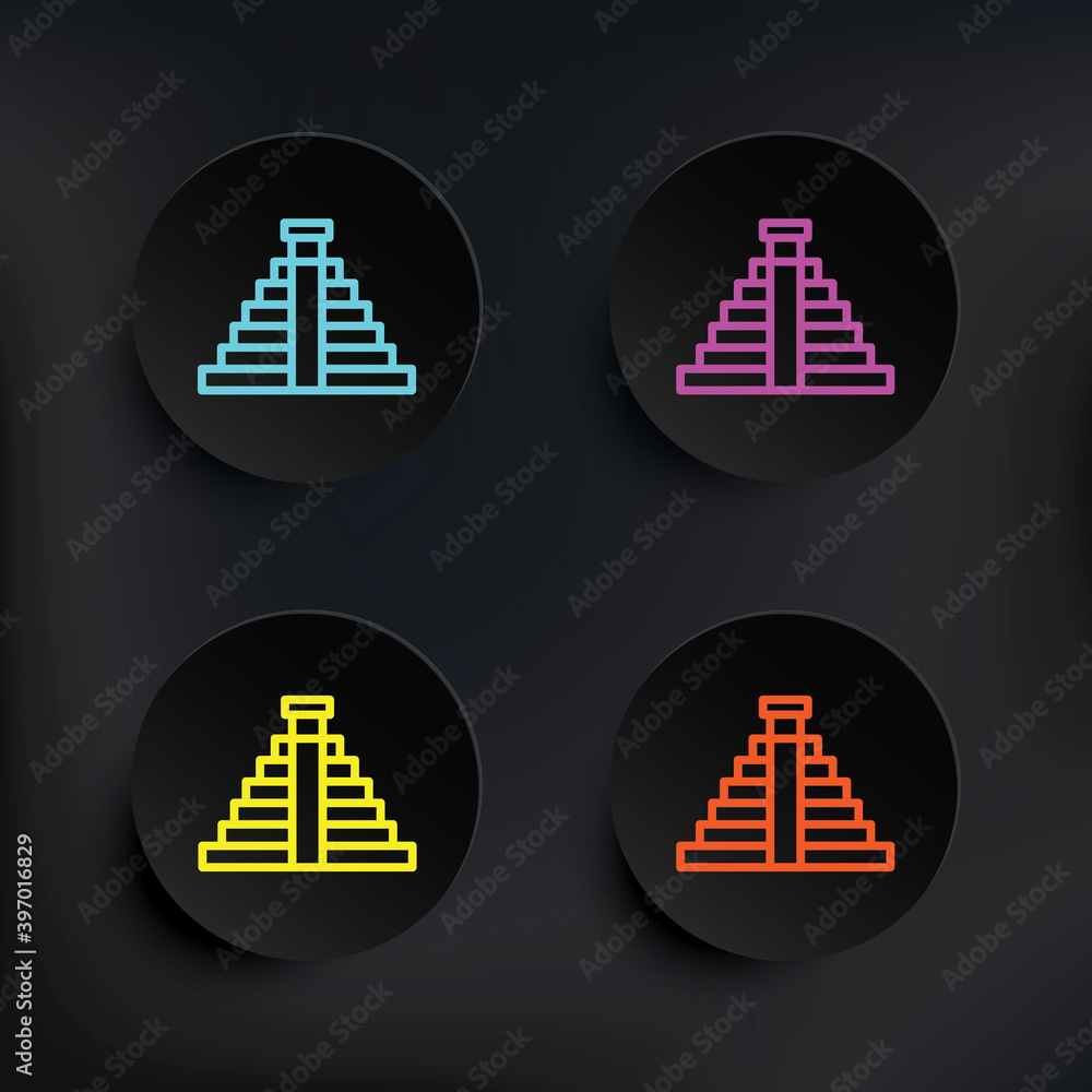 Poster mayan dark badge color set icon. simple thin line, outline vector of mythology icons for ui and ux, 