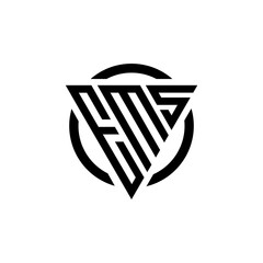 Initial letter EMS triangle monogram clean modern simple logo