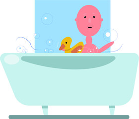 child taking a bath