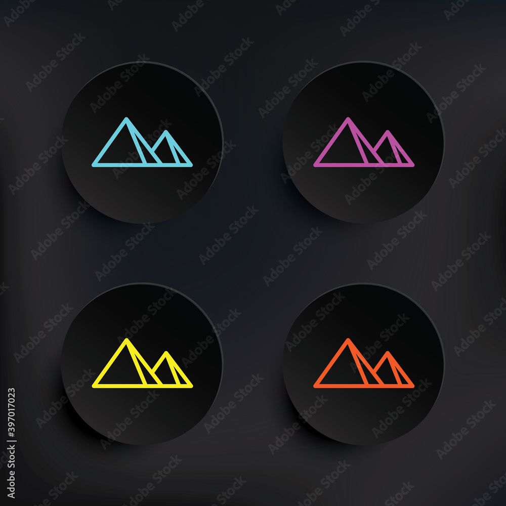 Poster pyramids dark badge color set icon. simple thin line, outline vector of mythology icons for ui and u