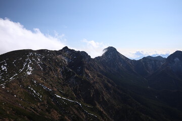 landscape in the mountain ridge, Akadake mountain, Yatsugatake, Nagano, Japan