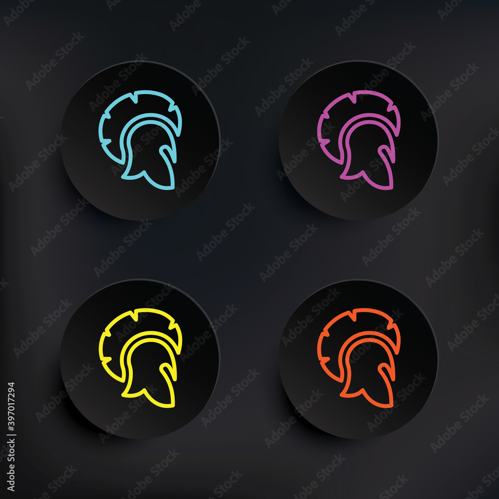 Poster spartacus, hat dark badge color set icon. simple thin line, outline vector of mythology icons for ui