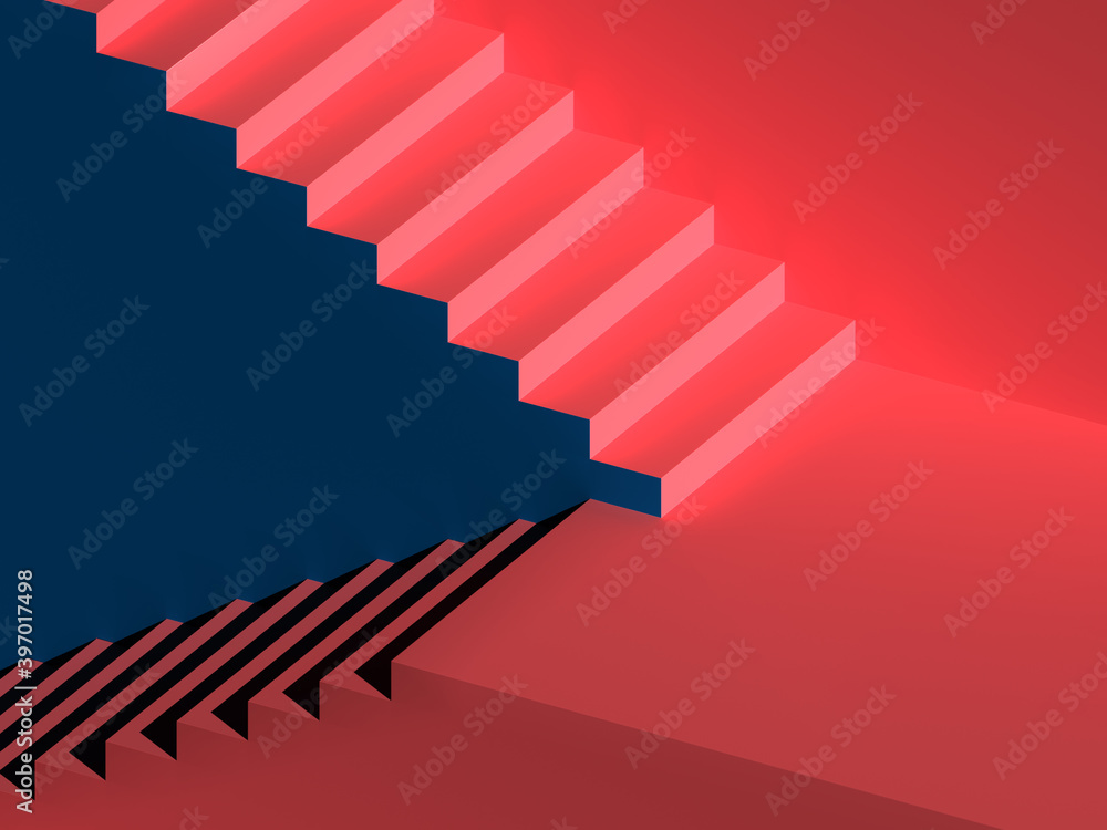 Poster minimal abstract background with bright simple stair. high quality 3d rendering