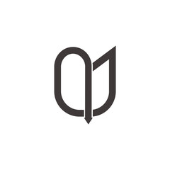 Obraz premium abstract letter nj geometric line arrow logo vector