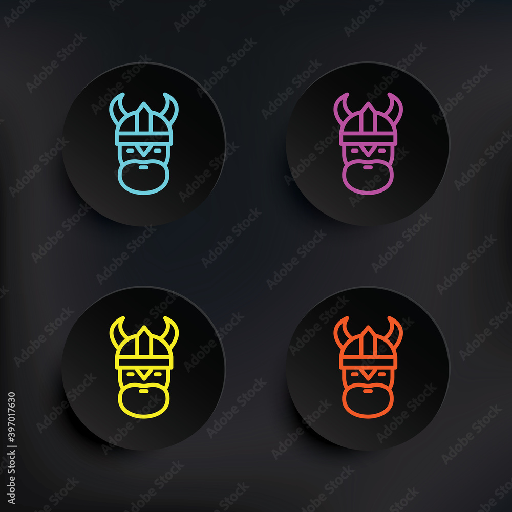 Aufkleber viking dark badge color set icon. simple thin line, outline vector of mythology icons for ui and ux,