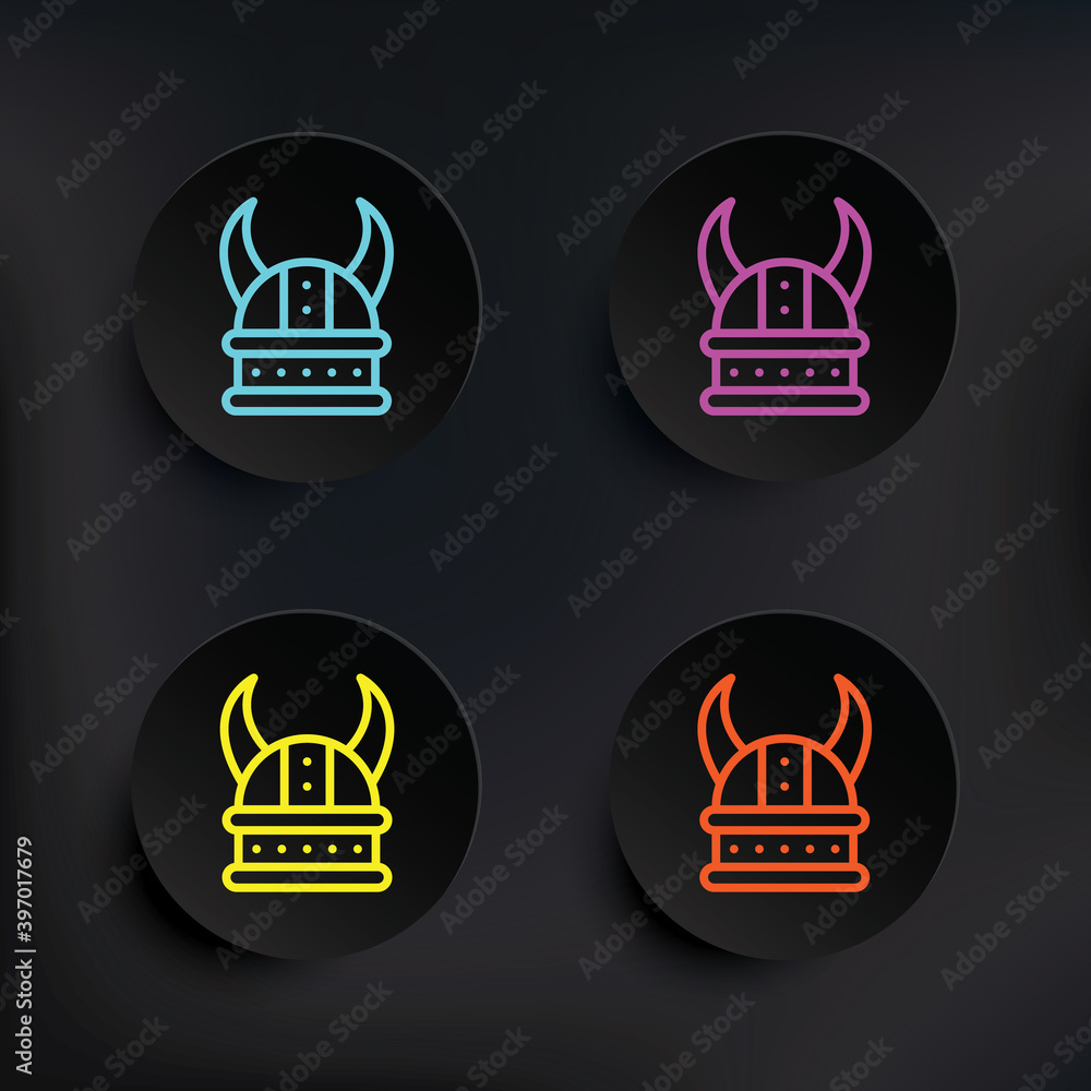 Aufkleber viking, hat dark badge color set icon. simple thin line, outline vector of mythology icons for ui an