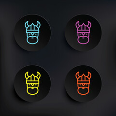 Viking dark badge color set icon. Simple thin line, outline vector of mythology icons for ui and ux, website or mobile application