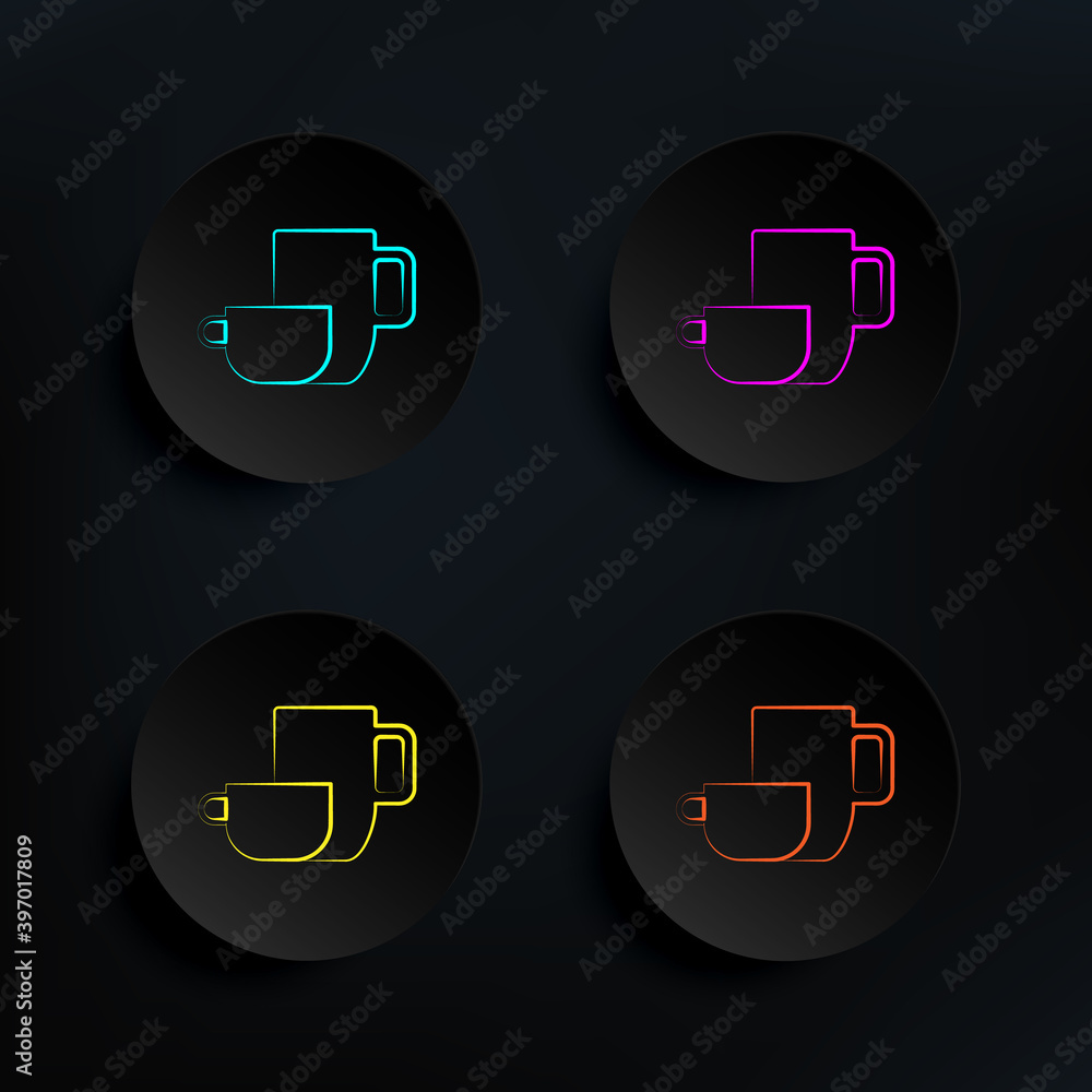 Aufkleber big cups tea dark badge color set icon. simple thin line, outline vector of tea icons for ui and ux,