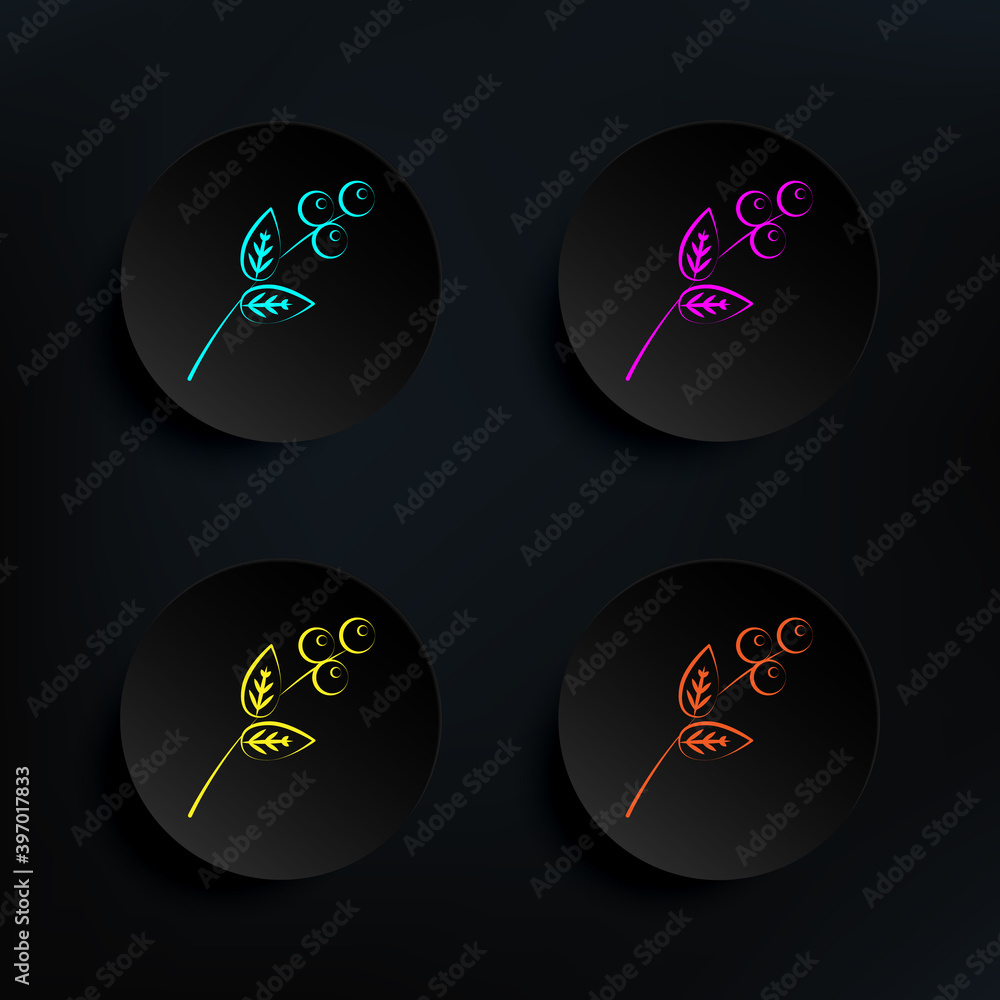 Poster branch dark badge color set icon. simple thin line, outline vector of tea icons for ui and ux, websi