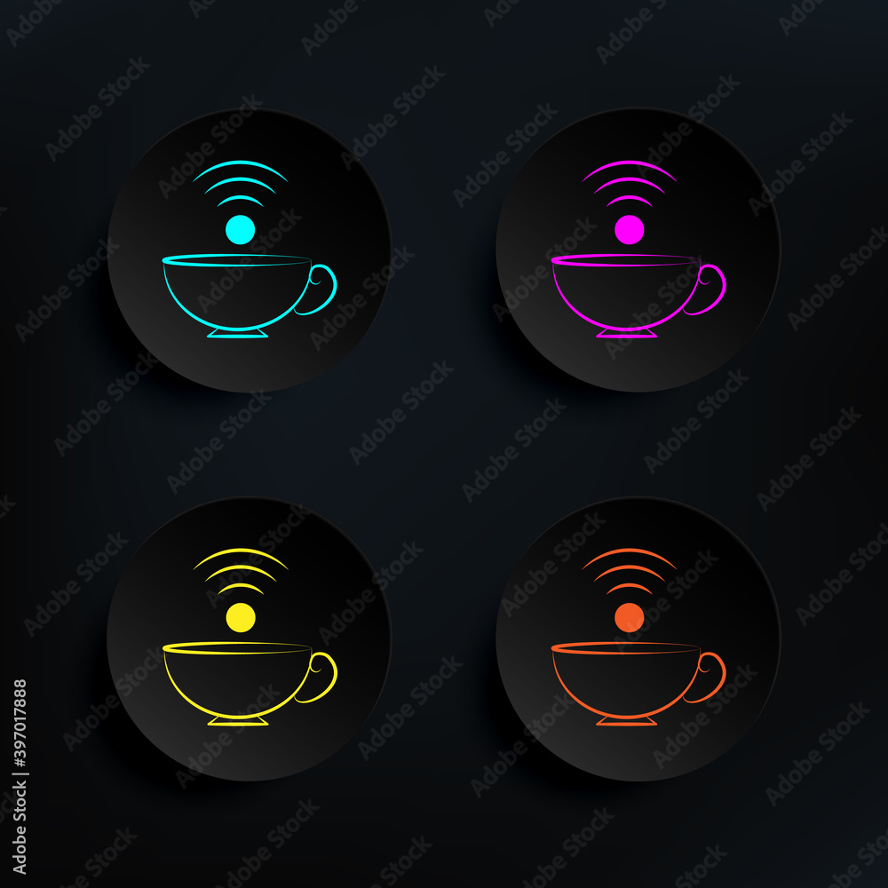 Poster coffee cup dark badge color set icon. simple thin line, outline vector of tea icons for ui and ux, w