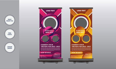 Fashion Show Roll-up Banner Design
For Your Business  Vector Illustration.