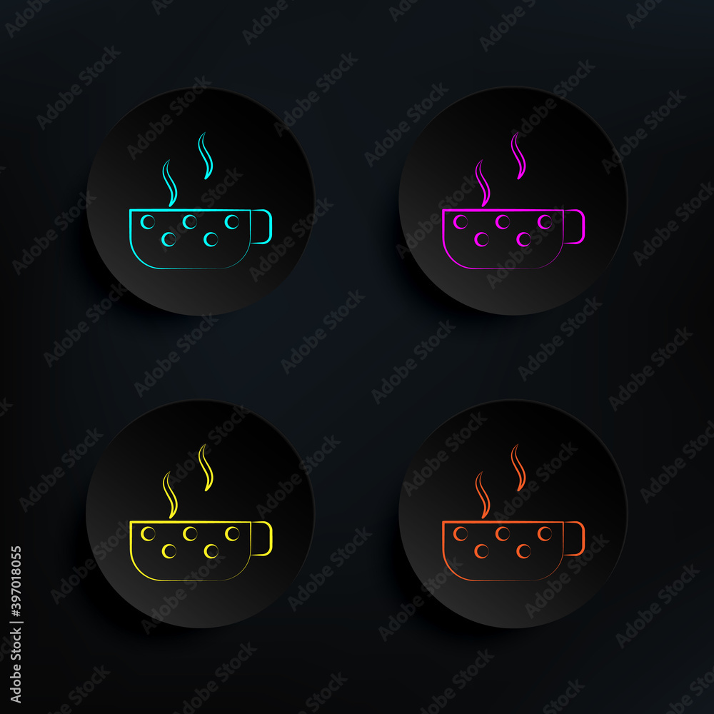 Aufkleber cup of tea dark badge color set icon. simple thin line, outline vector of tea icons for ui and ux, w