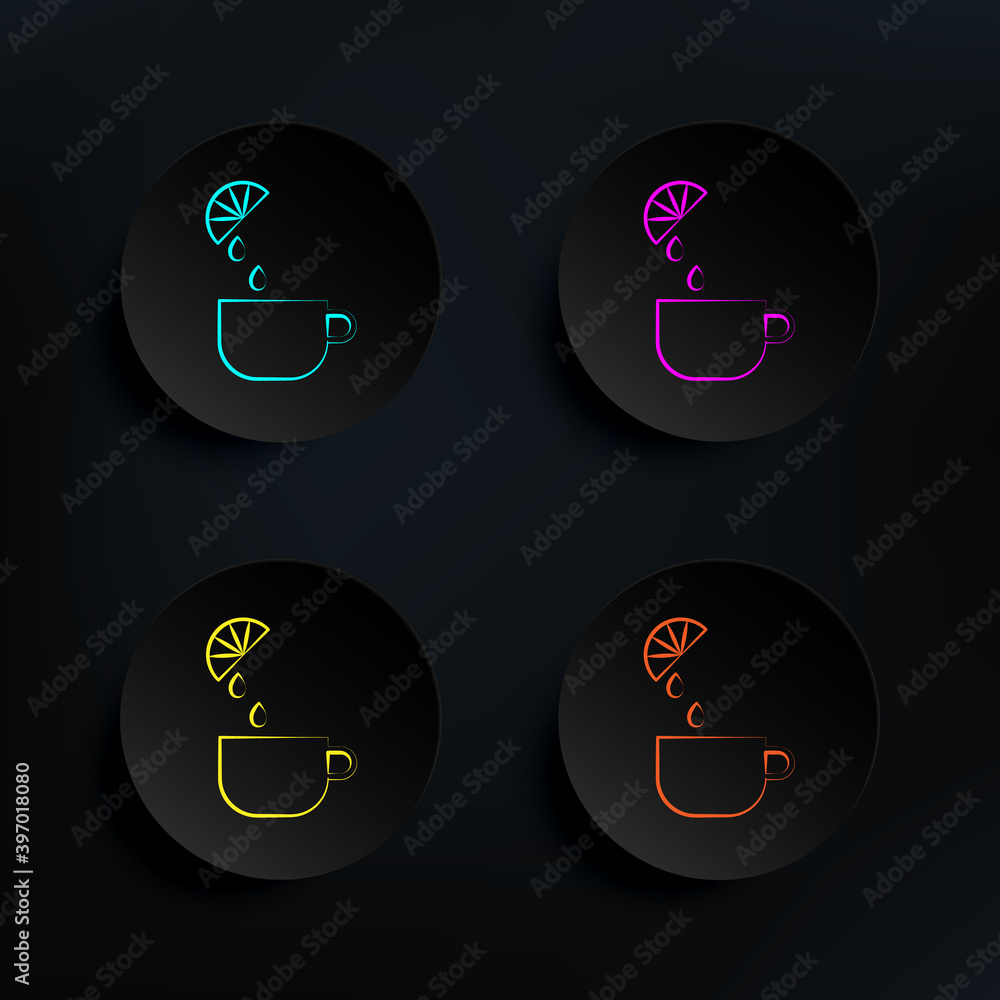 Aufkleber cup of tea lemon dark badge color set icon. simple thin line, outline vector of tea icons for ui and