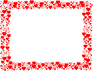 Love  Red frame . Valentine's Day Heart Background .
