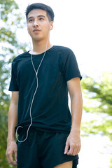 Young Man Jogging in the park