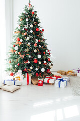 Christmas tree decor lights garland New Year's Eve holiday white background