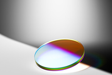 Minimal abstract background for product presentation. Glass podium with dispersion in bright background. 3High quality 3d illustration