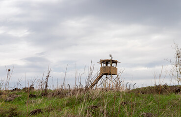 Fototapeta na wymiar An abandoned IDF watchtower stands in the Golan Heights in northern Israel
