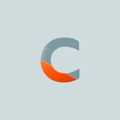 Line Stripes Letter C Logo Icon. Line stripe shape design concept.
