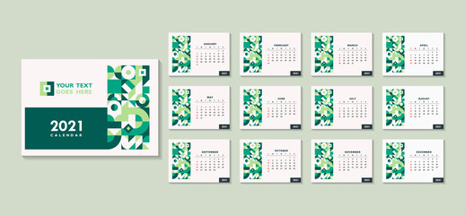 2021 abstract calendar design, contemporary art. Trendy calendar design