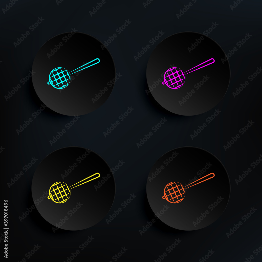 Poster tea, strainer dark badge color set icon. simple thin line, outline vector of tea icons for ui and ux