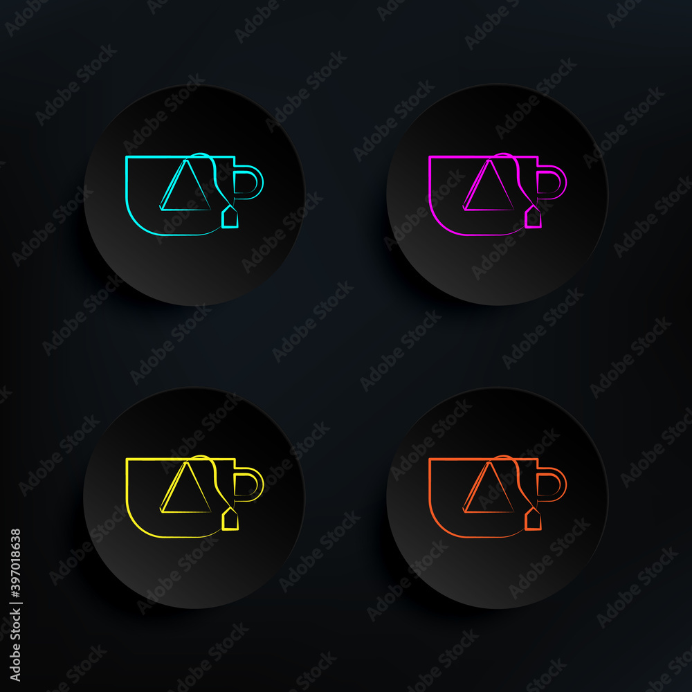 Poster bag, cup a tea dark badge color set icon. simple thin line, outline vector of tea icons for ui and u
