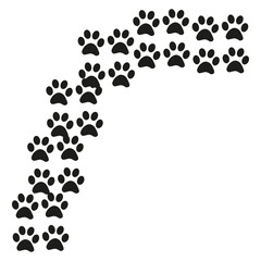 Blue paw in modern style on white background. Colorful line design. Animal cartoon. Fabric pattern. Footprint sign.