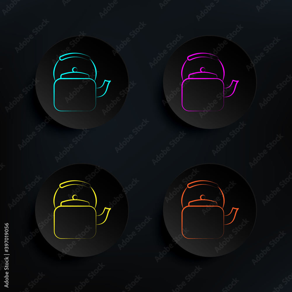 Poster teapot dark badge color set icon. simple thin line, outline vector of tea icons for ui and ux, websi