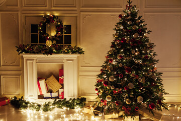 Christmas tree lights garland decor New Year's Night feast