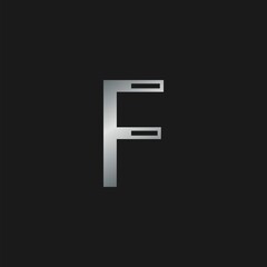 Initial Letter F logo icon. Vector design concept abstract classy letter with silver color.