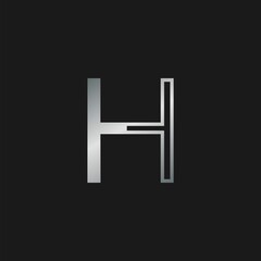 Initial Letter H logo icon. Vector design concept abstract classy letter with silver color.
