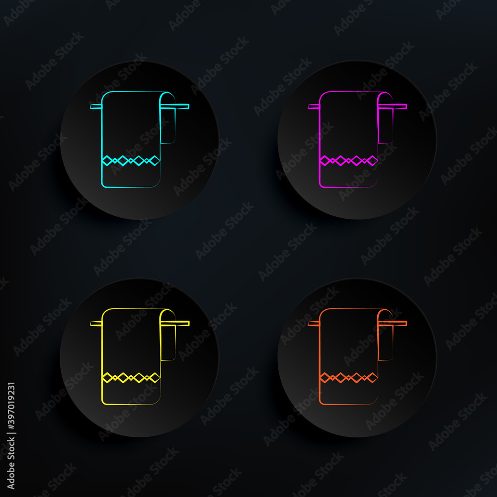 Poster hotel towel dark badge color set icon. simple thin line, outline vector of travel icons for ui and u