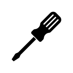 Screwdriver icon. Black silhouette. Vector flat graphic illustration. The isolated object on a white background. Isolate.