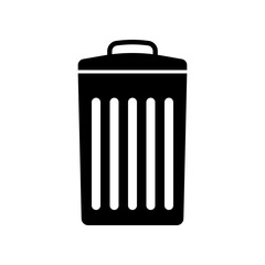 Trash bin icon. Black silhouette. Vector flat graphic illustration. The isolated object on a white background. Isolate.