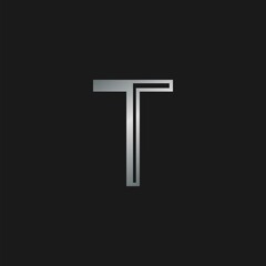 Initial Letter T logo icon. Vector design concept abstract classy letter with silver color.