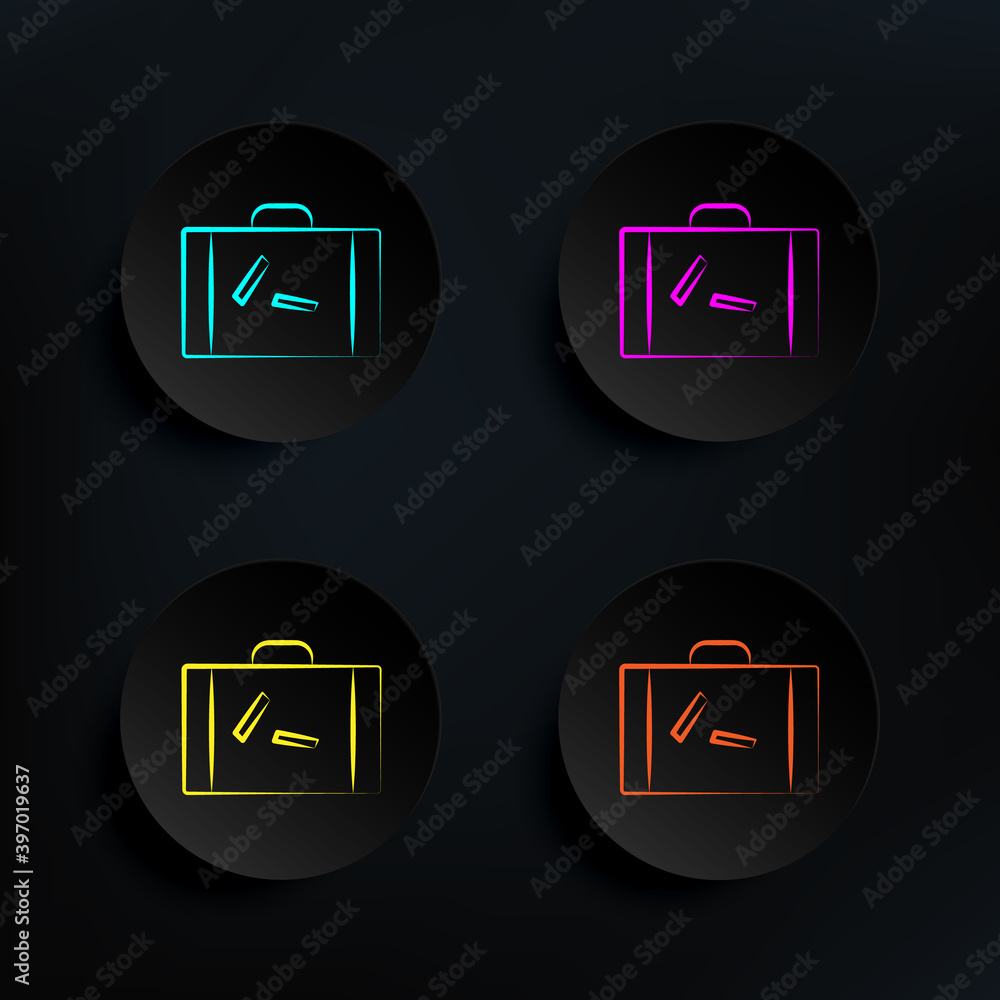 Poster suitcase dark badge color set icon. simple thin line, outline vector of travel icons for ui and ux, 
