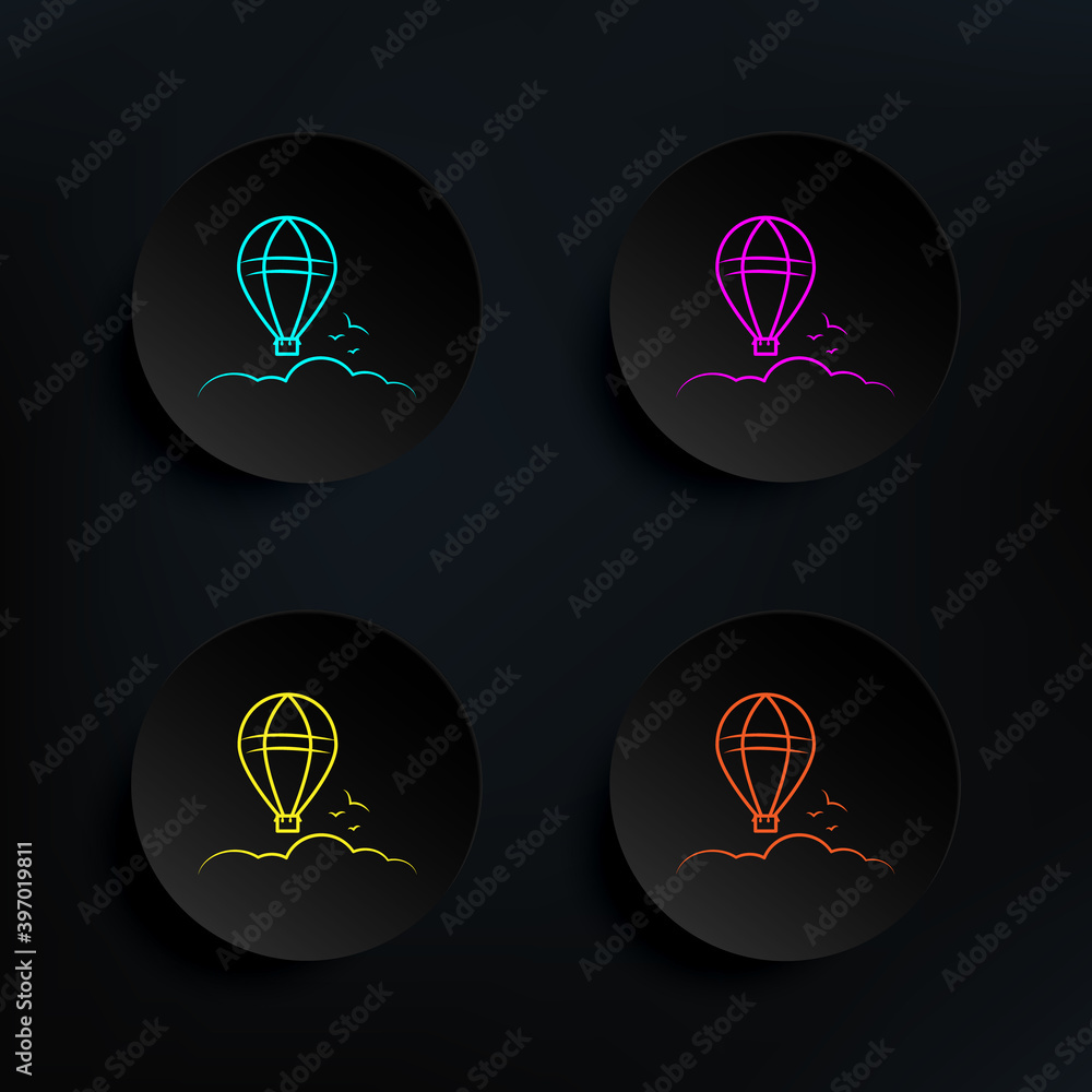 Poster balloon sky dark badge color set icon. simple thin line, outline vector of travel icons for ui and u
