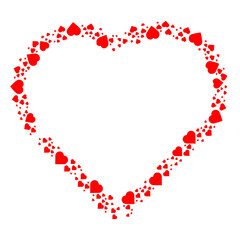 Love  Red frame . Valentine's Day Heart Background .