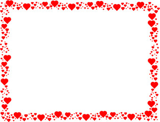 Love  Red frame . Valentine's Day Heart Background .